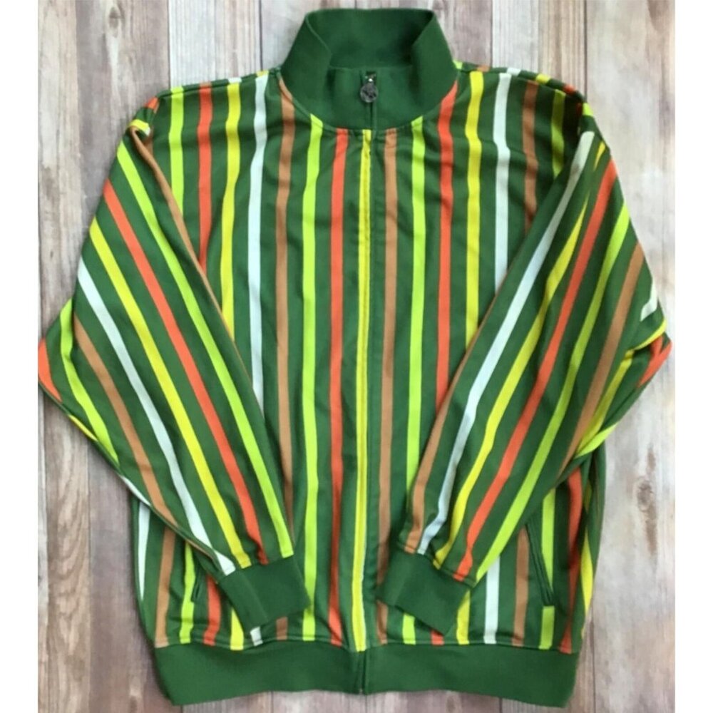 RB Royal Blue 90s Y2K Mens Jacket Size 3XL Vintage Hip Hop Fashion Zip Up Stripe